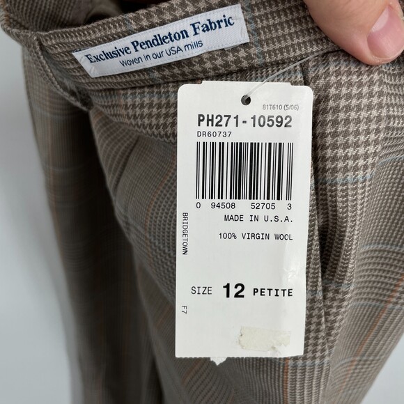 NWT PENDLETON Vintage VTG Beige Plaid 100% Virgin Wool Dress Slacks Size 12 - Picture 7 of 7